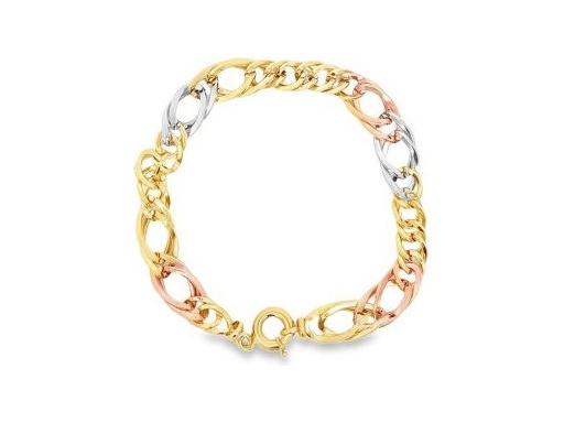 18K Three-Tone Gold Twisted Marquise Link Bracelet